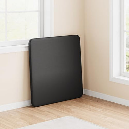 GarveeHome 33.6 in Folding Card Table, Portable Square Folding Table with PU Leather Soft Cushion, Foldable Table Suitable for Dining Room, Living Room, Office, Camping - color: Black