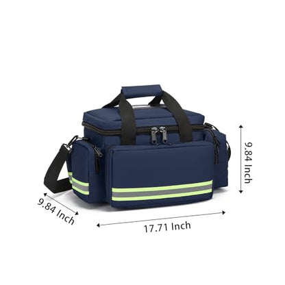 Medical Bag Empty Emergency Bag Medical Bag Organizer Professional First Responder Trauma Bag，First Aid Bagwith Detachable Dividers Medical Bag for Nurses,Home Health Care, EMT(Bag Only) - color: Blue