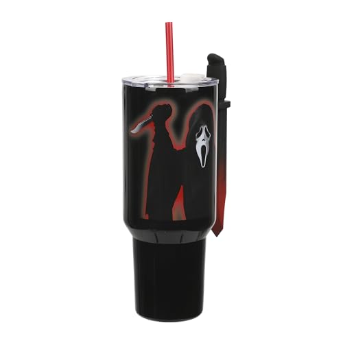 Bioworld Ghostface Text and Logo 40 Oz. Stainless Steel Tumbler With Dagger Handle - color: Ghostface Text and Logo