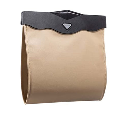 item_name :AOWIS Car Leather Trash Bag Smart LED Waterproof Organizer Storage Garbage Can (KHAKI) - color: Khaki