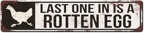 Funny Chicken Coop Signs - The Last One Is a Rotten Egg - Backyard Chicken Gifts - Funny Chicken Coop Decor - Metal Tin Sign with Saying for Farmhouse Chicken Coop Signs 4x16 Inch - color: tin sign004, size: 4x16 inch