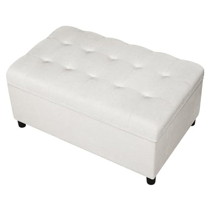 Joveco Rectangular Lift Top Storage Ottoman Bench, Linen Storage Bench for Living Room Entryway Bedroom,Linen Beige - color: Linen Beige