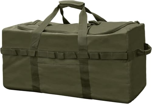 Large Military Duffle Bag Tactical Camping Storage Utility Tote Bag Camping Kitchen Organizer with Deployment Cargo Bag Travel Sports Equipment (Army Green, Medium 25.59"x13.78"x13.78") - color: Army Green, size: Medium(25.59"x13.78"x13.78")