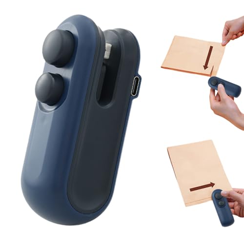Mini Bag Sealer and Cutter Mini Bag Sealer,Upgrade Handheld TYPE-C Rechargeable Bag Sealer for Sealing and Cutting,Portable Vacuum Food Sealer for Snack Bags Food Storage (Black) - color: Black