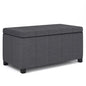 SIMPLIHOME Dover Storage Ottoman Bench - 36 inch Wide Upholstered Linen Look Fabric Rectangular Lift-Top Ottoman in Slate Grey, Contemporary Bench for Living Room with Safety Hinges - color: Slate Grey