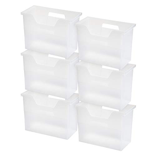 IRIS USA Medium Portable Desktop File Box with Open Lid, 6 Pack, Side Handles, Hanging File Folders, Tabs & Inserts, Letter Size, Magazines, Newspapers, Mail, Books, Notebooks, Clear - size: 6 - Pack, style: Open Top Bin (M - Clear)
