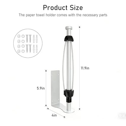 SetSail Paper Towel Holder, Paper Towel Holder Under Cabinet with Adjustable Damper Easy Tear Wall Mount Self-Adhesive or Drilled for Kitchen Bathroom, White - color: White
