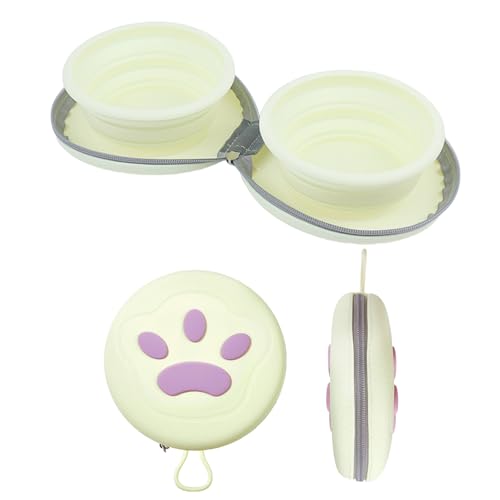 Collapsible Dog Bowls,2-in-1 Pet Bowls with Zipper Carrying Case and Carabiner Clip for Traveling Hiking Camping Walking,Light Green - color: Light Green