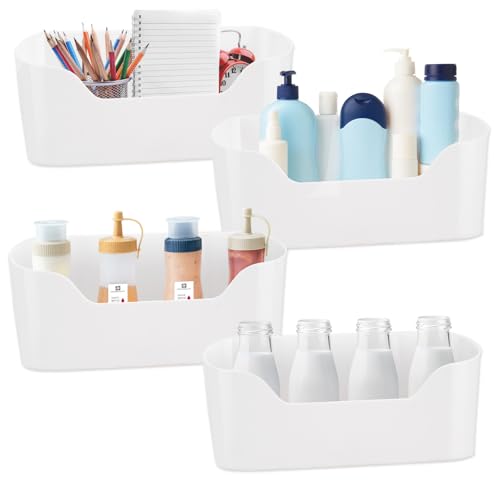 4Pcs Kitchen Cabinet Door Organizer, Adhesive Mount Inside Cabinet Door Storage, Under Sink Hanging Storage Basket for Kitchen Bathroom RV Office Garage Craft Room(White)