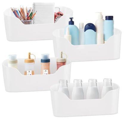 4Pcs Kitchen Cabinet Door Organizer, Adhesive Mount Inside Cabinet Door Storage, Under Sink Hanging Storage Basket for Kitchen Bathroom RV Office Garage Craft Room(White)
