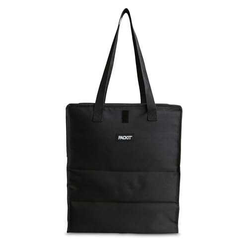 PackIt(R) Freezable Grocery Tote, Black, Built with EcoFreeze(R) Technology, Foldable, Collapsible, Reusable, Zip Closure, Dual handles, Great for Transporting Fresh Groceries - color: Black
