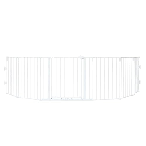 Regalo Safety 56"-130" Super Wide Baby Gate & Play Yard, 2-in-1 Adjustable Safety Gate for Doorways & Bottom of Stairs, Wall Mounted Room Divider, Includes Wall Mount Kit - color: White, style: 130"W x 28"H
