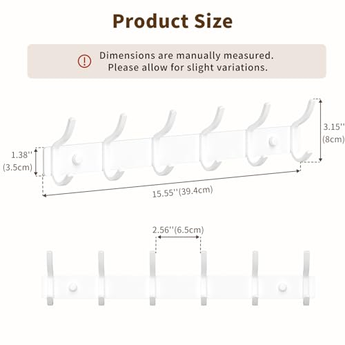 GWAAZXGZ White Coat Rack Wall Mount - 15 Inch Arc Shaped Design with 6 Hooks for Hanging Coats, Bags, and Towels in Entryway, Livingroom, Bedroom, Bathroom, and Kitchen, 1 Pack - color: White