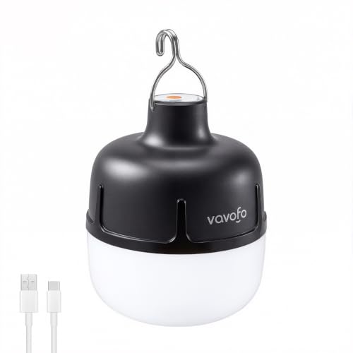 VAVOFO 20W LED Camping Lantern Rechargeable, 1200LM Camping Light, 3000mAh Portable Tent Light , IP65 Waterproof Flashlight Lanterns for Emergencies ,Power Outages,Hiking (Black) - color: Black