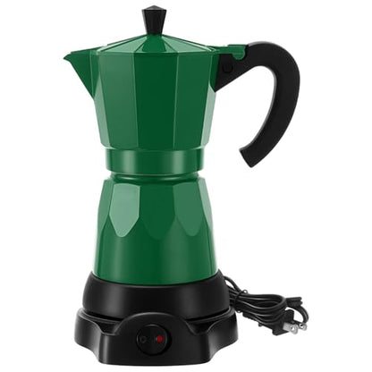 Coffee Pot 6 Cup Electric Espresso Coffee Maker Italian Moka Maker 300ml Portable Aluminum Espresso Machine Cafetera Moka Pot with Detachable Base, Gift for Home Travel(Dark Green) - color: Dark Green
