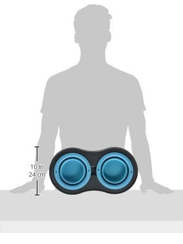 Dexas Popware for Pets Double Elevated Pet Feeder, Large, Gray/Blue - color: Gray/Blue, size: Large/2.5 Cup Capacity Bowls
