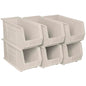 Akro-Mils 30265 AkroBins Plastic Storage Bins, Space-Saving Stackable Bins for Garage, Pantry, Craft Organization, 18-Inch x 8.25-Inch x 9-Inch, Stone, 6-Pack - color: Stone