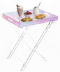 Acrylic Folding Tray Table, Rainbow Color Acrylic Coffee Table, Iridescent Side Table Modern Accent Square End Table for Coffee, Drink, Food, Snack for Living Room & Bedroom