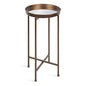 Kate and Laurel Celia Round Metal Foldable Accent Table with Mirror Tray Top, Bronze - color: Bronze