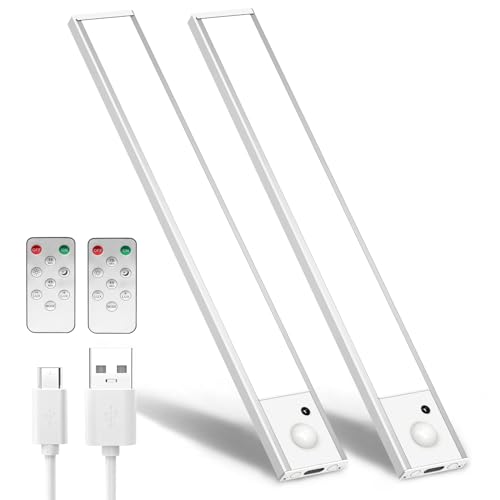 2 Pack Magnetic RV Step Lights, Remote, White 7.87 in | USB rechargeable motion sensor lights with remote, 3 colors, dimming, magnetic mount and adhesive plates for RV and camper - color: White 7.87In(2 pack), size: With Remote Control