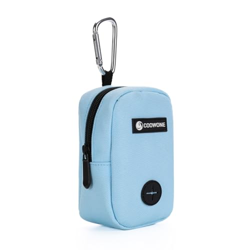 Dog Treat Pouch for Training, Portable Dog Walking Bag Built in Poop Dispenser, Pocket Sized Pet Pouches, Doggie Puppy Snack Rewards Bag, Treat Carrier Holder with Clip (Blue) - color: Blue