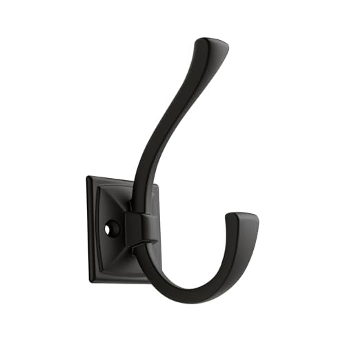 HARPOON 5 Pcs Prong Hook, Heavy Duty Two Flared Coat Hooks,Wall Mounted with 4 Screws,Utility Hooks for Scarf, Bag, Towel, Key, Cap, Cup, Hat - Matte Black - color: Matte Black