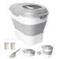 20-50 Lbs Food Storage Container With Wheel, Airtight Locking Lid, Collapsible Rice Container, Flour Storage With Small Container and Scoop, Suitable for Pet Food - color: Grey/20-50LBS
