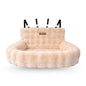 Pelsbarn Luxurious Cozy Car Bed - M/L Luxury Travel Dog Bed with Safety Belt - Ultra Soft Faux Fur - Beige - color: Beige, size: Medium-Large