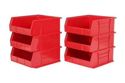 HE HUDSON EXCHANGE 11" x 11" x 5" (6 Pack) Plastic Stackable Storage Bin, Red - color: Red, size: 6 Pack