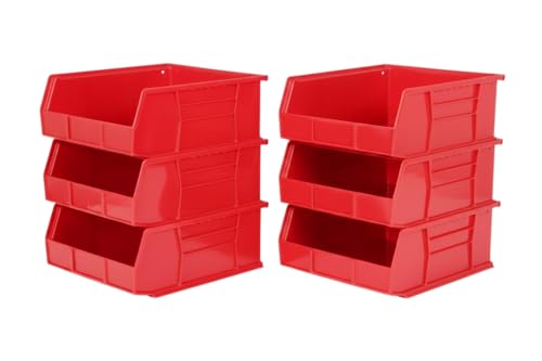 HE HUDSON EXCHANGE 11" x 11" x 5" (6 Pack) Plastic Stackable Storage Bin, Red - color: Red, size: 6 Pack