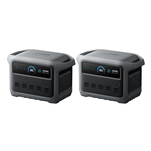 Anker SOLIX C1000 Gen 2 Portable Power Station, 2,000W (Peak 3,000W) Solar Generator, Full Charge in 49 Min, 1,024Wh LiFePO4 Battery for Home Backup, Power Outages, and Camping (Optional Solar Panel) - style: 2 Pack C1000 GEN 2