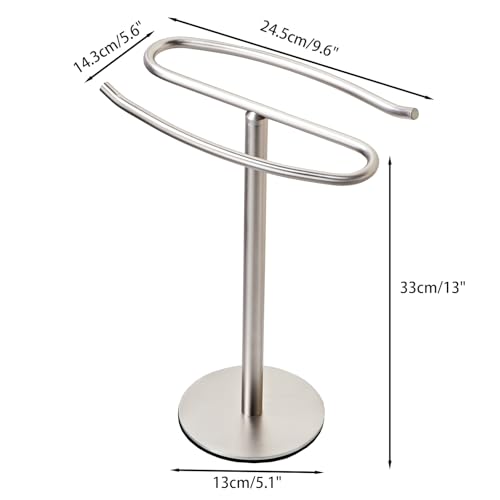 Brushed Nickel Hand Towel Holder Stand,13 Inch Free-Standing Towel Rack, SUS304 Stainless Steel Towel Bar Rack Stand, Tower Bar for Bathroom Kitchen Vanity Countertop… - color: Brushed Nickel