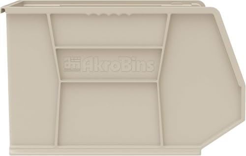 Akro-Mils 30270 AkroBins Plastic Storage Bins, Space-Saving Stackable Bins for Garage, Pantry, Craft Organization, 18" x 16" x 11", Stone, 3-Pack - color: Stone