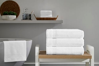 Ozdilek 4-Piece Bath Towels, 27x54 100% Turkish Cotton, Luxury Quick Dry, Extra Large, Fade-Resistant, Eco-Friendly, Spa Towel, Comfortable (White) - color: White