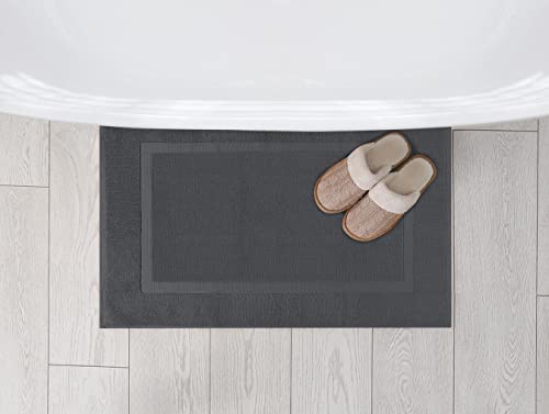 Utopia Towels Cotton Banded Rug, Bath Mats, Not a Bathroom Rug, 21 by 34 Inches, 100% Ring Spun Cotton, Highly Absorbent Shower Bathroom Floor Mat, Grey, 2 Pack - color: Grey