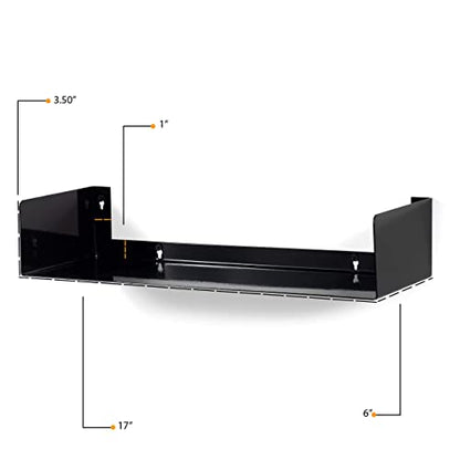 Wallniture Bali Black Floating Shelves for Wall, CD DVD Storage Shelves and Metal Bookshelf Set of 4 - color: Black