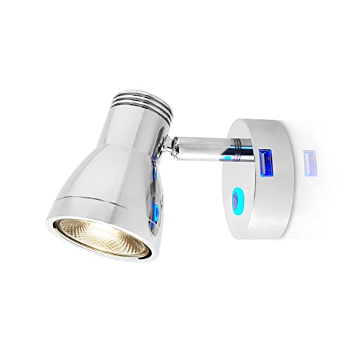 THALASSA 3W RV Wall Reading Lamp USB Port, Chrome Finish Low Voltage 0.25A, 10V-30V LED Flexible Surface Mounted Caravan Boat RV Warm White Light Great for Interior Environment - color: Polishing Finish with USB
