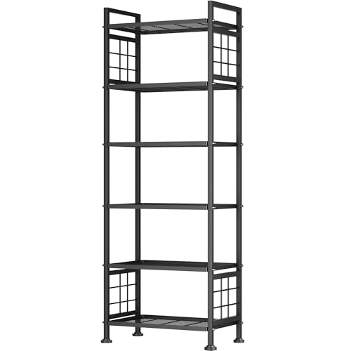 GIOTORENT 6-Wire Garage Shelving Storage Shelves, Metal Shelving Unit Pantry Rack, Kitchen Storage Adjustable Shelf 900Lbs Capacity for Laundry Kitchen Bathroom Organizer(Black) - color: Black, size: 12.7D x 21.5W x 65.1H (6Tier)