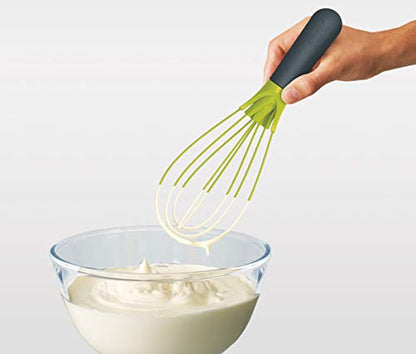Joseph Joseph Twist Whisk 2-In-1 Collapsible Balloon and Flat Whisk Silicone Coated Steel Wire, Gray/Green (Pack of 2) - color: Gray/Green (Pack of 2)
