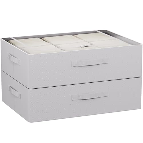 CYhom Under Bed Storage Bins Frame Storage Box Oxford Fabric Sturdy Underbed Container Foldable Stackable Large Capacity Clothes Organizer (Grey, 23.6" x 19.7" x 6.3") - color: Grey, size: 23.6" x 19.7" x 6.3"