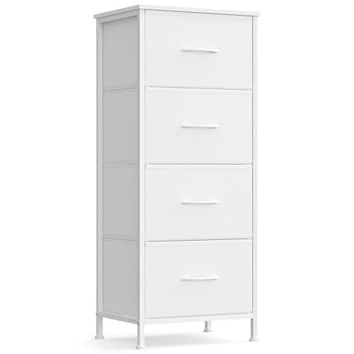 SONGMICS BELLAH Collection - Dresser for Bedroom, Chest of Drawers, Storage Organizer Unit, Closet, Entryway, Steel, 4 Drawers, Modern, Cloud White and Snow White ULGS314W01S - color: Cloud White + Snow White, size: 11.8"D x 15.6"W x 37.5"H (4 Drawers)