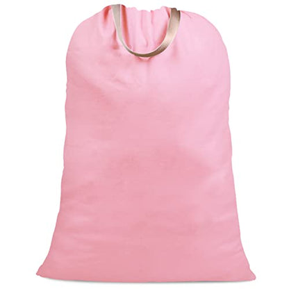 Cotton Canvas Laundry Bag with Handles & Drawstring Straps, Heavy Duty Extra Large Laundry Bags for Laundromat and Household, 25.5x34 Inch, Pink - color: Pink