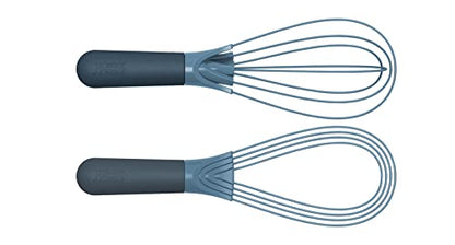 Joseph Joseph Twist Whisk 2-In-1 Collapsible Balloon and Flat Whisk Silicone Coated Steel Wire, Sky Blue - color: Blue