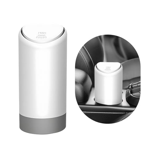 Mni Car Trash Can with Lid, Portable Silicone Auto Garbage Container for Cup Holder, Multipurpose Trash Bin for Car Home Office, Waterproof Leakproof Small Vehicle Trash Can (White) - color: White