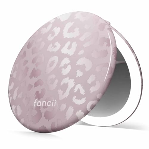 Fancii Taylor LED Lighted Travel Makeup Mirror, Rechargeable, 10x /1x Magnifying, Tru-Glow Lighting System, XL Large 5” Wide | Compact Mirror for Purses (Cosmic Leopard) - color: Cosmic Leopard