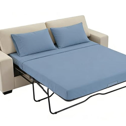 Kingnex Sleeper Sofa Bed Sheets Queen for 60x74 Pull Out Sofa Bed with 4-6 Deep Pocket Soft Double Brushed 1800 Microfiber 4 Piece Bedding Set Blue - color: Blue, size: Sleeper Sofa Queen