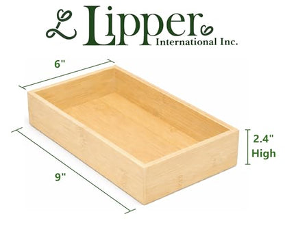 Lipper International 8384 Bamboo Wood Stacking Drawer Organizer Box, 9"x 6" - size: Small, 9"x 6"