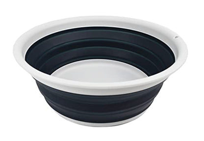 SAMMART 7.5L (1.98 Gallon) Collapsible Tub - Foldable Dish Tub - Portable Washing Basin - Space Saving Plastic Washtub (Grey/Slate Grey) - color: Grey/Slate Grey