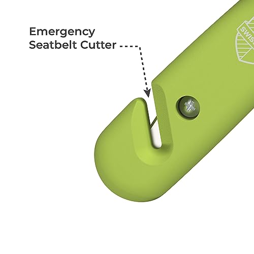 Swiss Safe Durable 5-1 Car Safety Hammer Window Breaker Breaker Tool w/Seatbelt Cutter - Emergency Escape Glass Hammer - Truck, Car Safety Essentials & Accessories - Glow, 1 Pack - color: Glow, size: 1-Pack