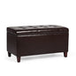Asense Storage Ottoman Bench, 33" Faux Leather Upholstered End of Bed Bench with Safety Hinge,Wooden Legs,for Entryway Bedroom Living Room,Chocolate Brown - color: 33" Chocolate Brown Faux Leather